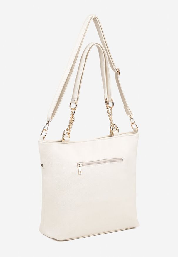 Renee - Biała Torebka Typu Shopper z Ozdobnymi Rączkami i Paskiem na Ramię Idaloriela. Kolor: biały. Styl: elegancki, casual. Rodzaj torebki: na ramię