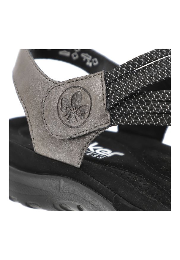 Szare Sandały Rieker Sportowe Obuwie Damskie. Okazja: na co dzień. Zapięcie: rzepy. Kolor: szary. Wzór: paski. Sezon: lato. Styl: sportowy