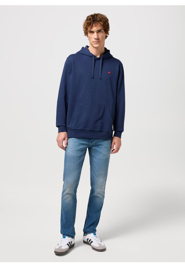 Wrangler - WRANGLER SIGN OFF HOODIE MĘSKA BLUZA NIEROZPINANA NAVY 112350542 W651013678