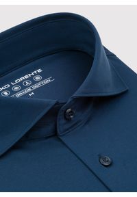 Pako Lorente - PAKO LORENTE – Granatowa koszula z dzianiny. Okazja: na co dzień. Kolor: niebieski, szary. Materiał: dzianina. Długość rękawa: długi rękaw. Długość: długie. Styl: casual #7