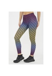 ELPLAYER - Legginsy do treningu damskie NETMESH fioletowe żółte fluo. Kolor: fioletowy, wielokolorowy, żółty. Materiał: poliester, elastan, jersey. Sport: fitness #1