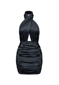 SELF LOVE - Czarna jedwabna sukienka z wiązaniem na szyi Nice. Kolor: czarny. Materiał: jedwab. Długość: mini