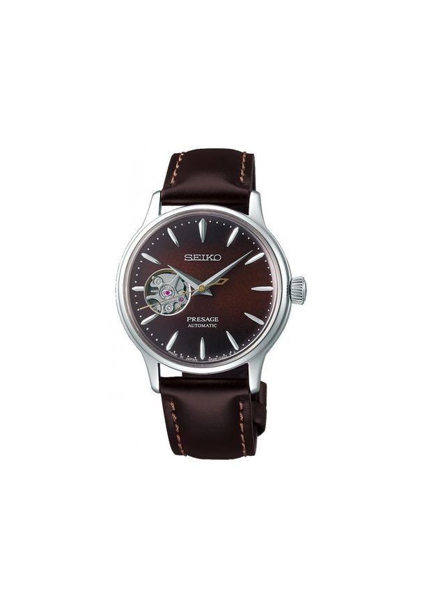 Seiko - SEIKO PROMOCJA ZEGAREK Presage Cocktail Stinger Open Heart SSA783J1. Materiał: skóra. Styl: vintage, elegancki, retro