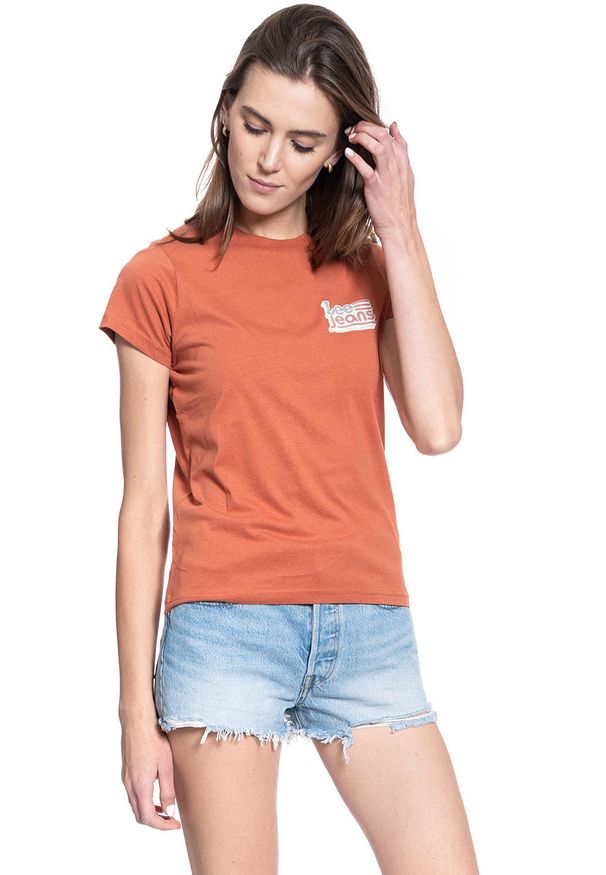Lee - DAMSKI T-SHIRT LEE CREW NECK TEE BURNT OCRA L41LYGOM 112109078