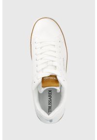 Trussardi Jeans - Trussardi sneakersy kolor biały. Nosek buta: okrągły. Zapięcie: sznurówki. Kolor: biały. Materiał: guma #4