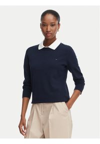 TOMMY HILFIGER - Tommy Hilfiger Sweter Cable Fine WW0WW44984 Granatowy Regular Fit. Kolor: niebieski. Materiał: syntetyk #1