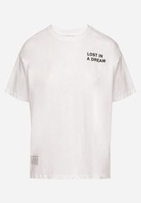 Born2be - Biało-Różowy Bawełniany T-shirt z Napisami Hallena. Okazja: na co dzień, na spotkanie biznesowe. Kolor: biały. Materiał: bawełna. Wzór: napisy. Styl: biznesowy, klasyczny, elegancki, casual #3