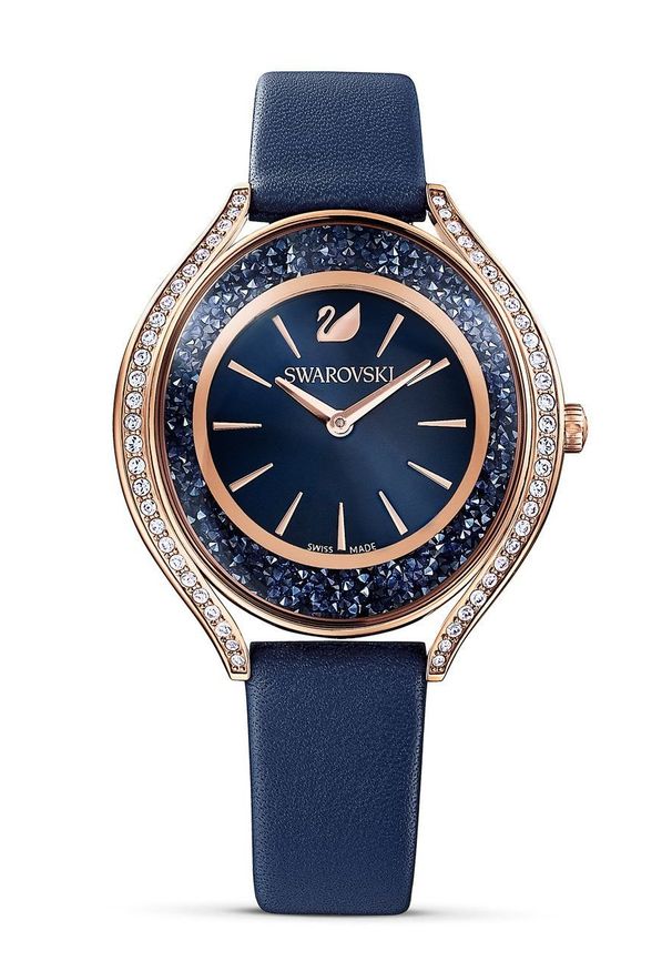 Swarovski zegarek 5519447 CRYSTALLINE. Kolor: niebieski. Materiał: skóra, materiał
