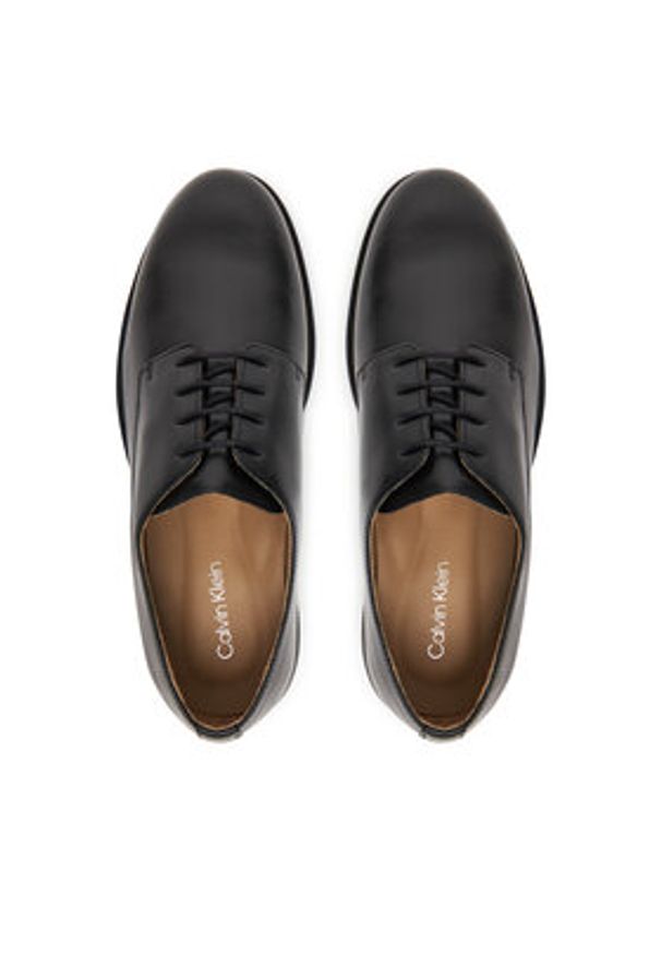 Calvin Klein Półbuty Ess Rubber Derby Lth HM0HM02056 Czarny. Kolor: czarny. Materiał: skóra
