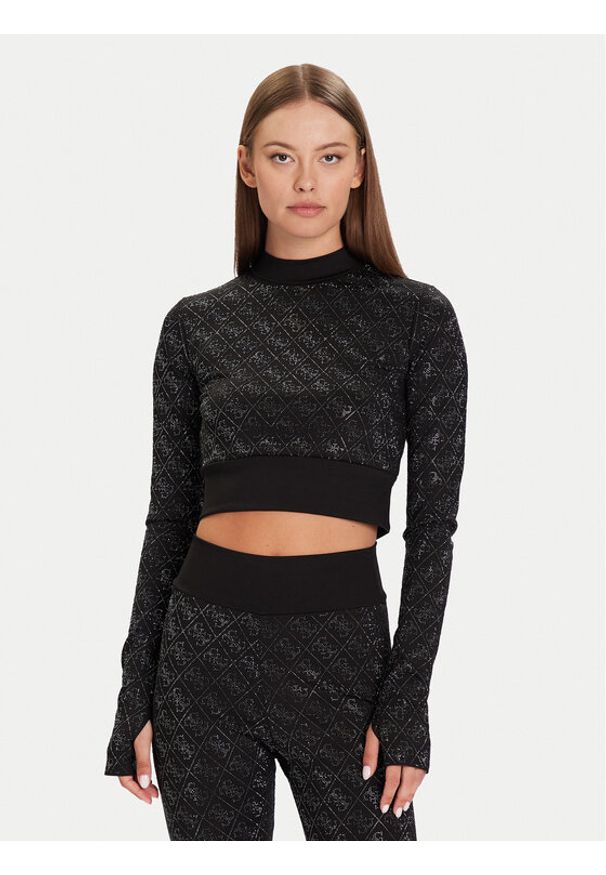 Guess Bluzka W5BP48 K7182 Czarny Slim Fit. Kolor: czarny. Materiał: syntetyk