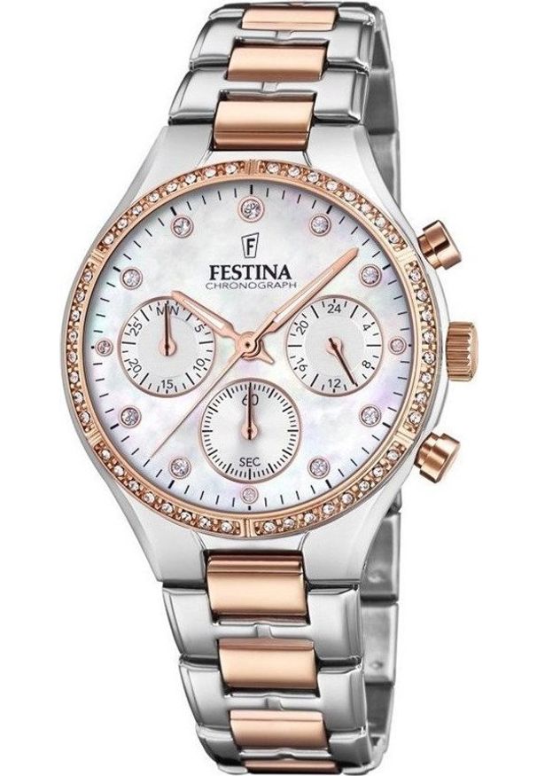 Zegarek Festina Zegarek damski Festina F20403-1 CYRKONIE srebrny. Kolor: srebrny