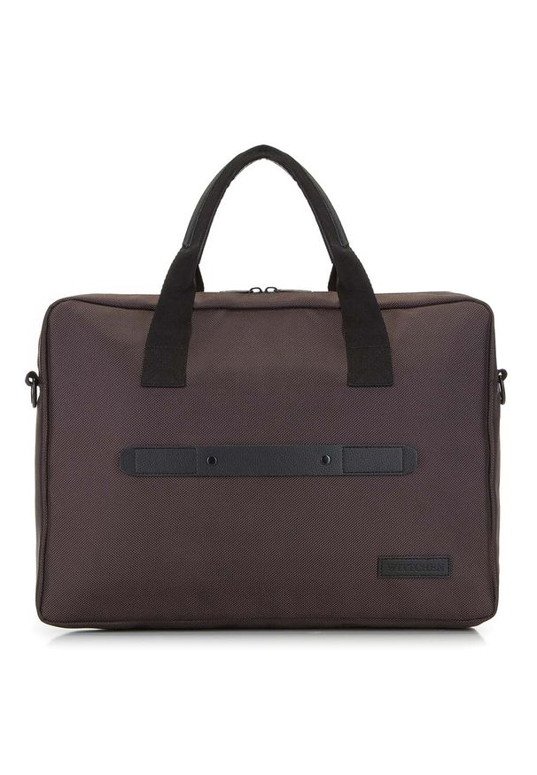Wittchen - Męska torba na laptopa 15,6” klasyczna brązowo-czarna. Kolor: brązowy, wielokolorowy, czarny. Materiał: poliester. Styl: klasyczny