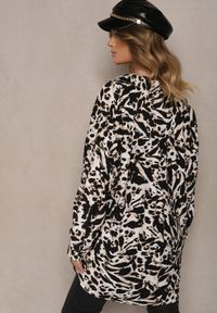 Renee - Beżowa Koszula z Wiskozy z Lnem i Abstrakcyjnym Wzorem Emariline. Okazja: na co dzień. Kolor: beżowy. Materiał: len, wiskoza. Styl: wizytowy, casual #4