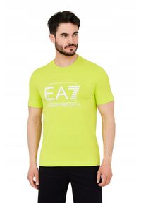 EA7 Emporio Armani - EA7 Zielony męski t-shirt z dużym białym logo, Rozmiar S. Kolor: zielony #4