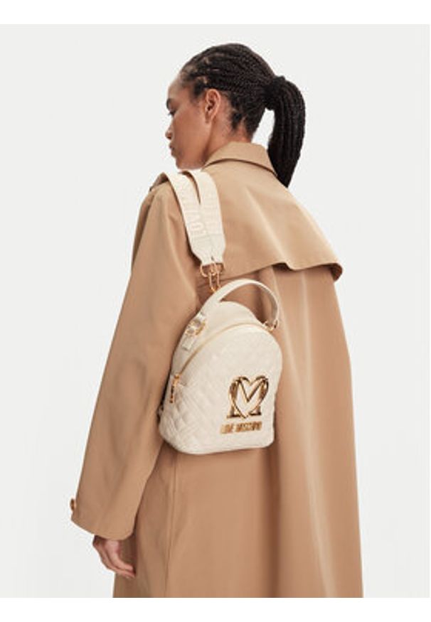 Love Moschino - LOVE MOSCHINO Plecak JC4304PP0MK1211A Écru. Materiał: skóra