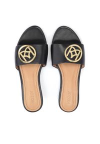 Kazar - Czarne zdobione klapki na płaskiej podeszwie. Kolor: czarny. Materiał: skóra. Wzór: aplikacja. Sezon: lato. Obcas: na płaskiej podeszwie. Styl: klasyczny #5