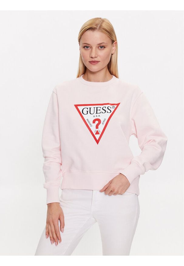 Guess Bluza W2YQ16 KBA10 Różowy Regular Fit. Kolor: różowy. Materiał: bawełna