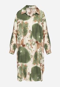 Born2be - Zielona Sukienka Koszulowa Oversize z Wiskozy w Abstrakcyjny Wzór Gonania. Okazja: na co dzień. Typ kołnierza: kołnierzyk klasyczny. Kolor: zielony. Materiał: wiskoza. Długość rękawa: długi rękaw. Typ sukienki: oversize, koszulowe. Styl: elegancki, casual, klasyczny #5