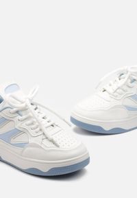 Renee - Niebiesko-Białe Sneakersy przed Kostkę na Platformie z Wstawkami Losia. Wysokość cholewki: przed kostkę. Kolor: niebieski. Obcas: na platformie #3