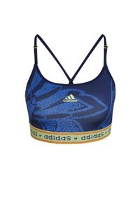 Adidas - Damski biustonosz typu light support adidas FARM Rio. Kolor: wielokolorowy, niebieski, żółty