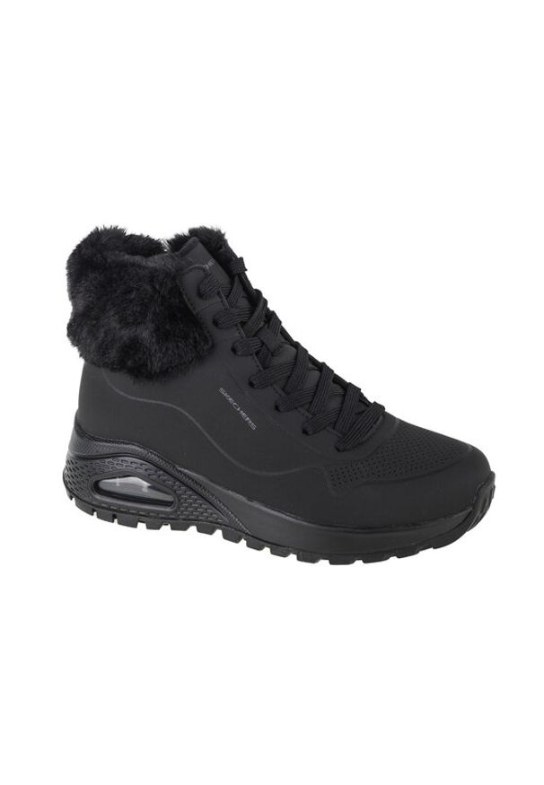 skechers - Skechers Botki 167274/BBK Czarny. Kolor: czarny. Materiał: skóra