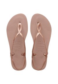 Japonki plażowe damskie Havaianas Luna. Okazja: na plażę. Kolor: różowy. Materiał: guma, syntetyk. Styl: sportowy #1