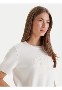 Calvin Klein Jeans Sweter Chunky LV044E306G Beżowy Regular Fit. Kolor: beżowy. Materiał: bawełna #3