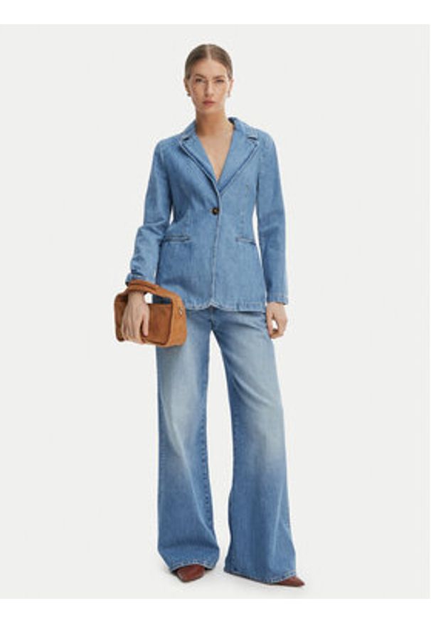 Marella Marynarka Teca 2615041021 Niebieski Regular Fit. Kolor: niebieski. Materiał: bawełna