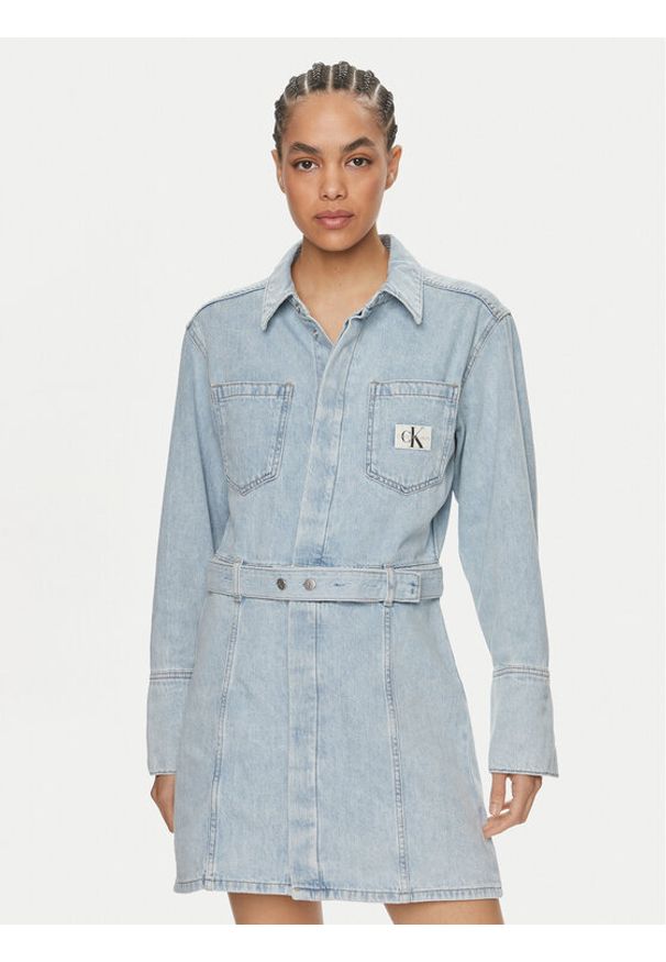 Calvin Klein Jeans Sukienka jeansowa J20J222784 Niebieski Regular Fit. Kolor: niebieski. Materiał: bawełna