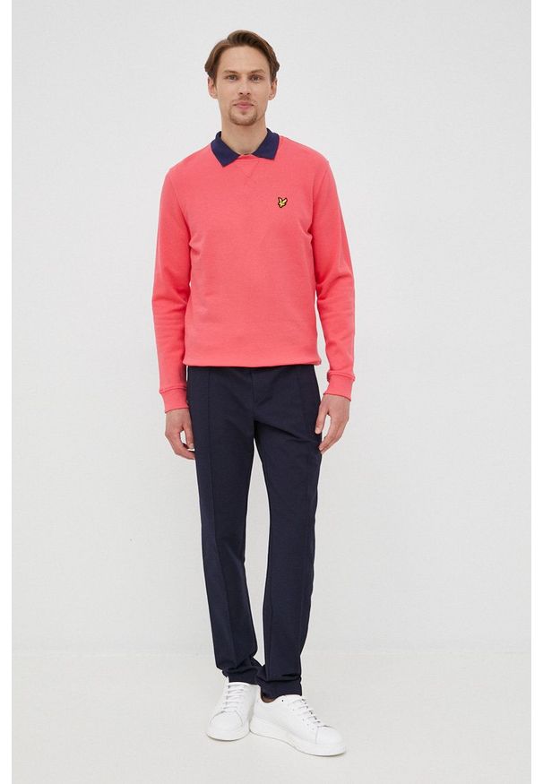 Lyle & Scott bluza bawełniana męska kolor różowy gładka. Kolor: różowy. Materiał: bawełna. Wzór: gładki
