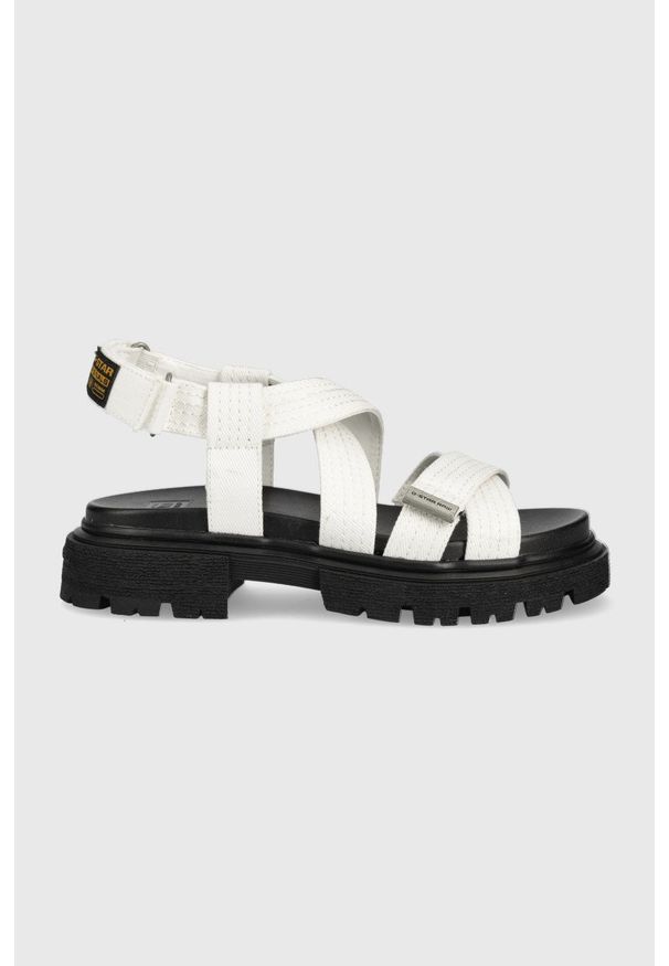 G-Star RAW - G-Star Raw sandały xinva cvs damskie kolor biały na platformie. Zapięcie: rzepy. Kolor: biały. Materiał: materiał. Wzór: gładki. Obcas: na platformie