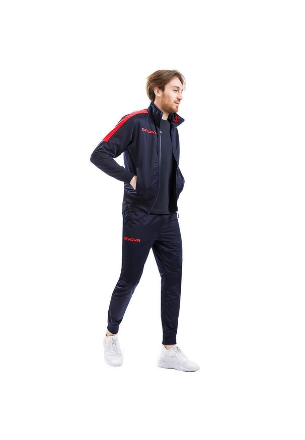 Givova - Dres Męski Tuta Revolution. Kolor: czerwony, niebieski, wielokolorowy. Materiał: dresówka