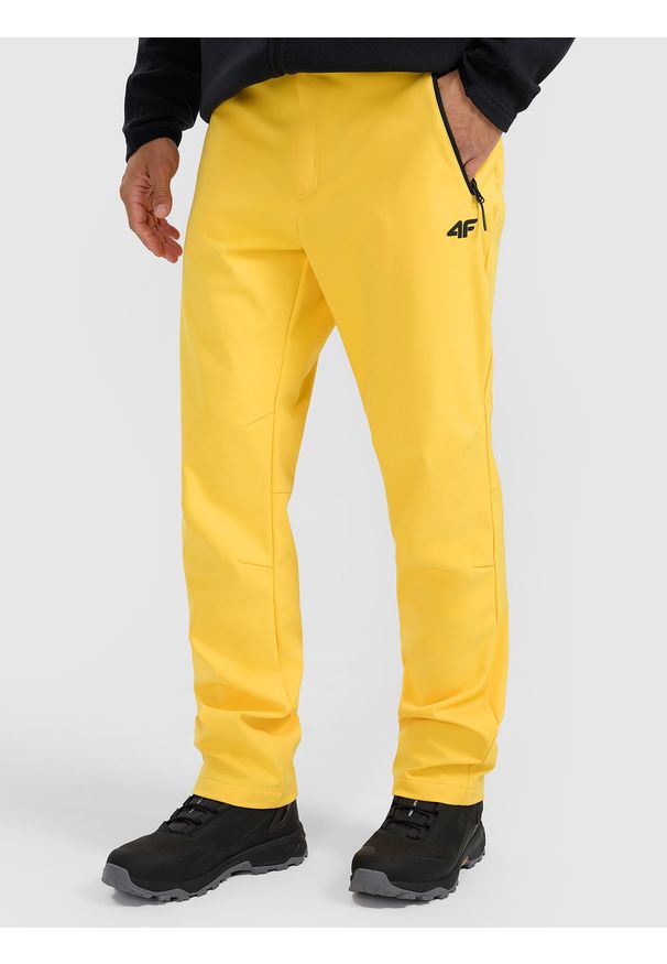 4f - 4F Spodnie trekkingowe membrana 10000 męskie - żółte L. Stan: podwyższony. Kolor: żółty. Materiał: materiał. Technologia: Primaloft. Sport: turystyka piesza, wspinaczka