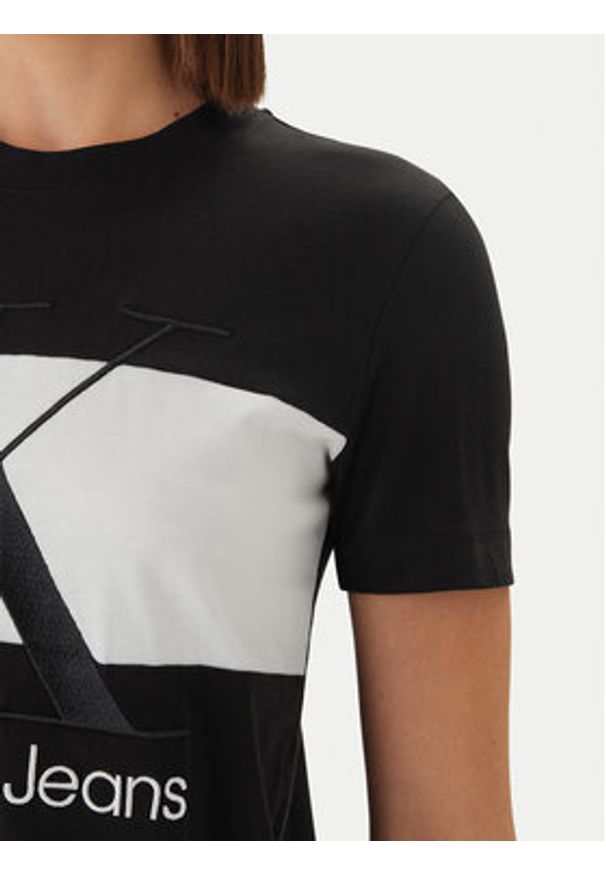 Calvin Klein Sukienka codzienna Blocking LV047F288G Czarny Regular Fit. Okazja: na co dzień. Kolor: czarny. Materiał: bawełna. Typ sukienki: proste. Styl: casual