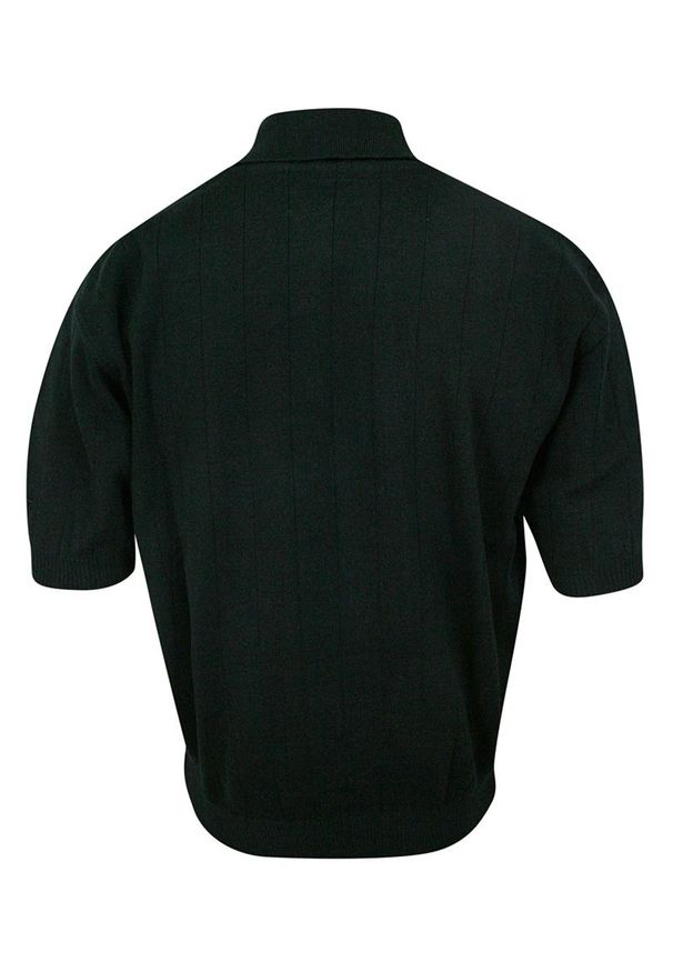 Kings - Koszulka POLO, Granatowo-Zielono-Chabrowa Dresowa, Dziergana, Męska, Krótki Rękaw, T-shirt -KINGS. Okazja: na co dzień. Typ kołnierza: polo. Kolor: niebieski. Materiał: bawełna, akryl. Długość rękawa: krótki rękaw. Długość: krótkie. Wzór: paski, prążki. Styl: casual
