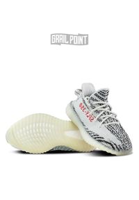 YEEZY - Sneakersy Yeezy Boost 350 Zebra. Kolor: biały. Materiał: materiał. Szerokość cholewki: normalna. Wzór: motyw zwierzęcy