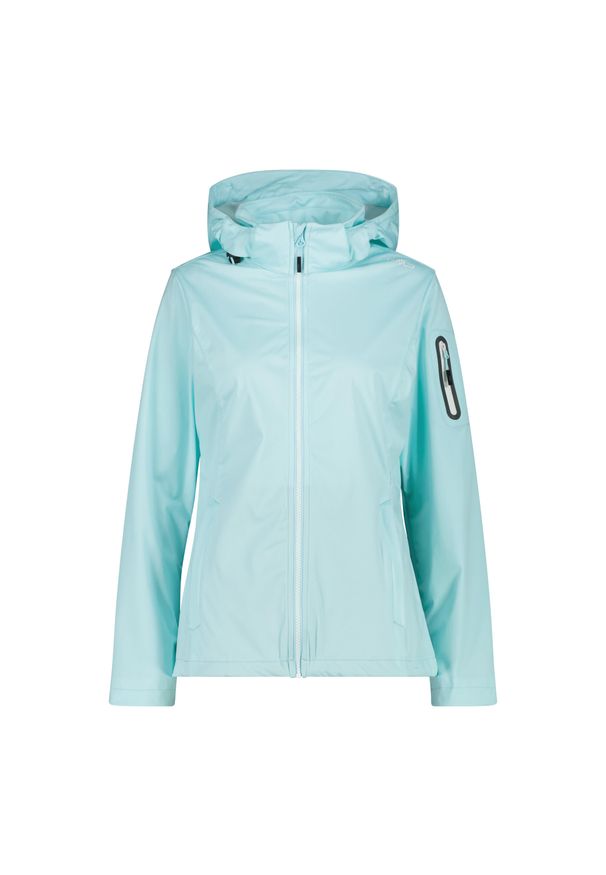 Kurtka damska turystyczna CMP 39A5016. Typ kołnierza: kaptur. Kolor: niebieski. Materiał: softshell. Sport: turystyka piesza