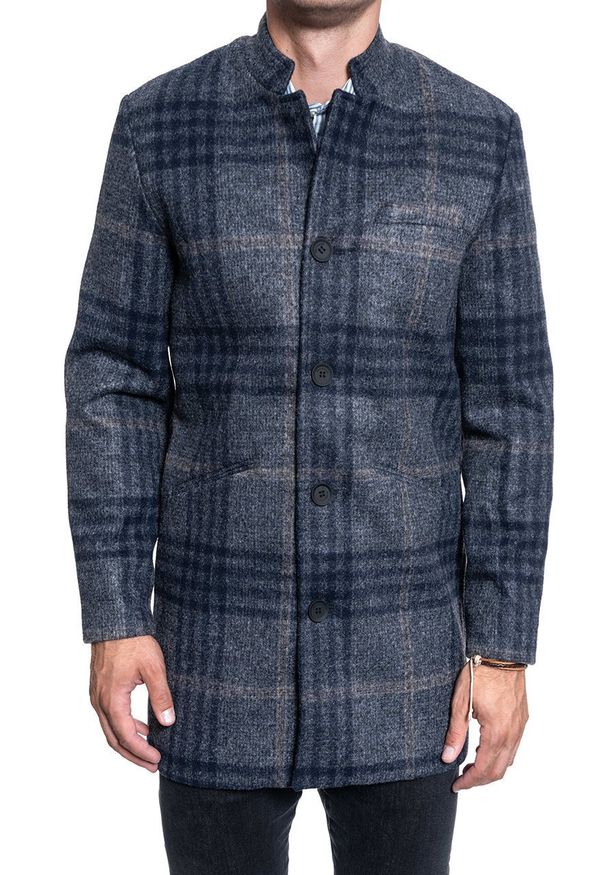 Only & Sons - PŁASZCZ MĘSKI ONLY & SONS ONSWILBURT CHECK COAT BOX DARK GREY MELANGE 22013255