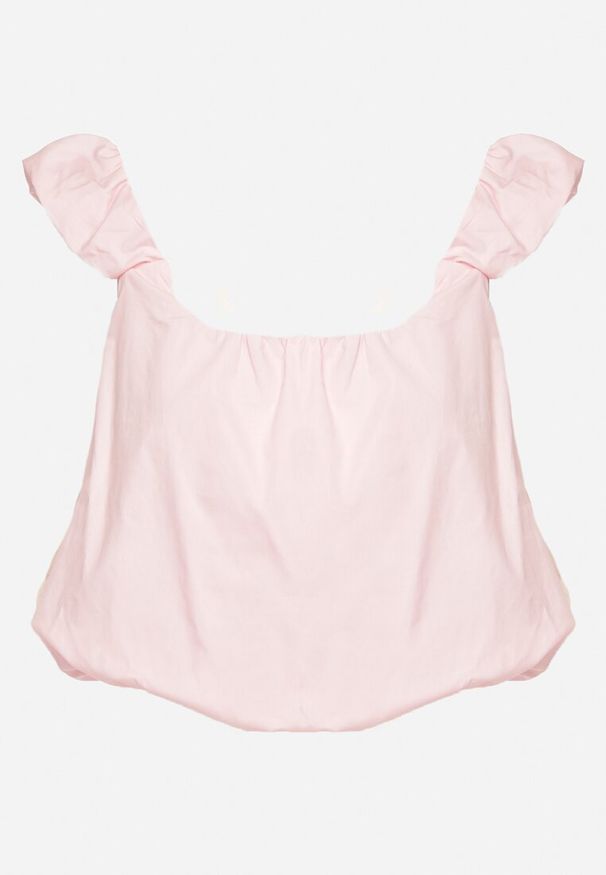 Born2be - Różowy Bufiasty Top z Bawełny na Ramiączkach z Marszczeniem Sepoliva. Okazja: na co dzień, na spotkanie biznesowe, do pracy. Kolor: różowy. Materiał: bawełna. Długość rękawa: na ramiączkach. Styl: casual, biznesowy, elegancki, klasyczny