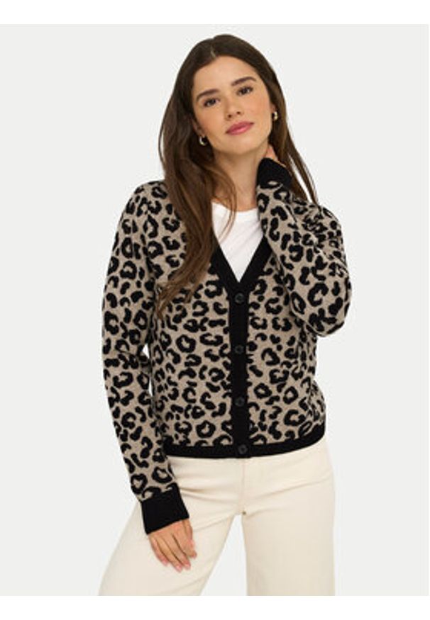 only - ONLY Kardigan Leo 15349819 Brązowy Regular Fit. Kolor: brązowy. Materiał: syntetyk