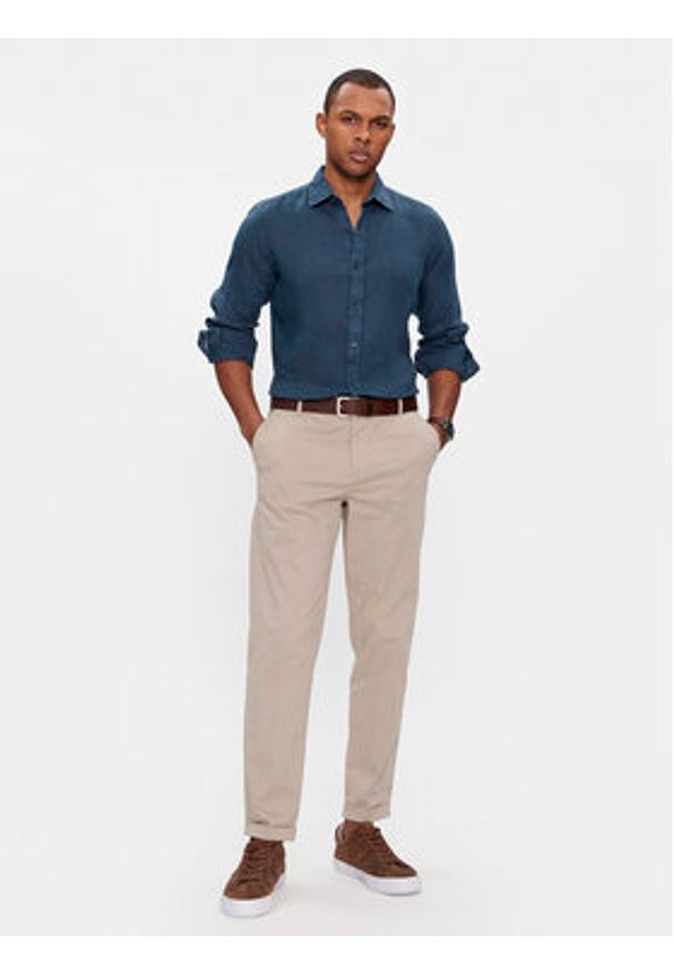 PAUL & SHARK - Paul&Shark Koszula 24413322 Granatowy Slim Fit. Kolor: niebieski. Materiał: len