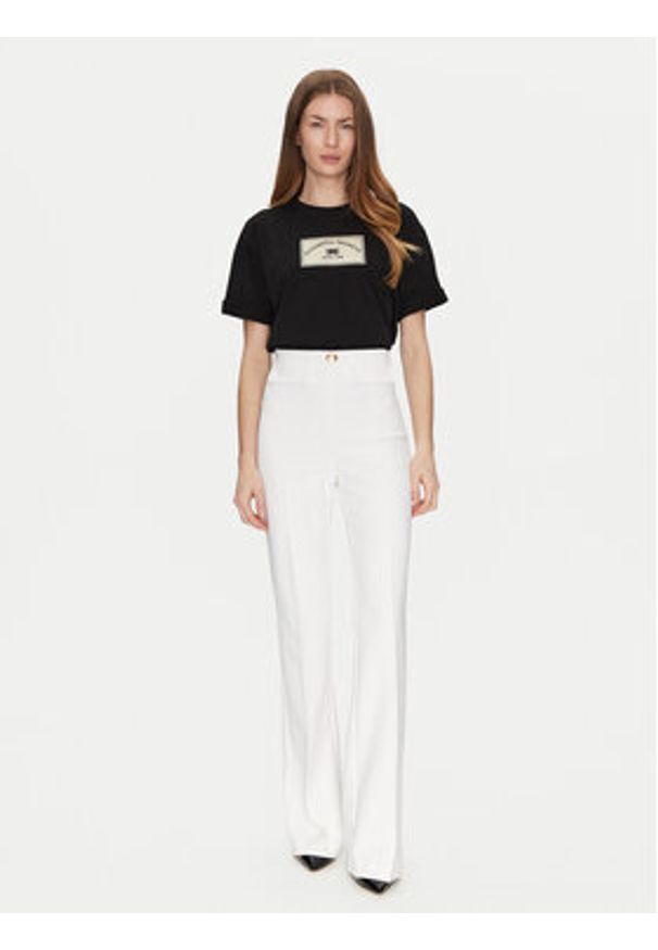 Elisabetta Franchi T-Shirt MA-035-51E2-V170 Czarny Regular Fit. Kolor: czarny. Materiał: bawełna