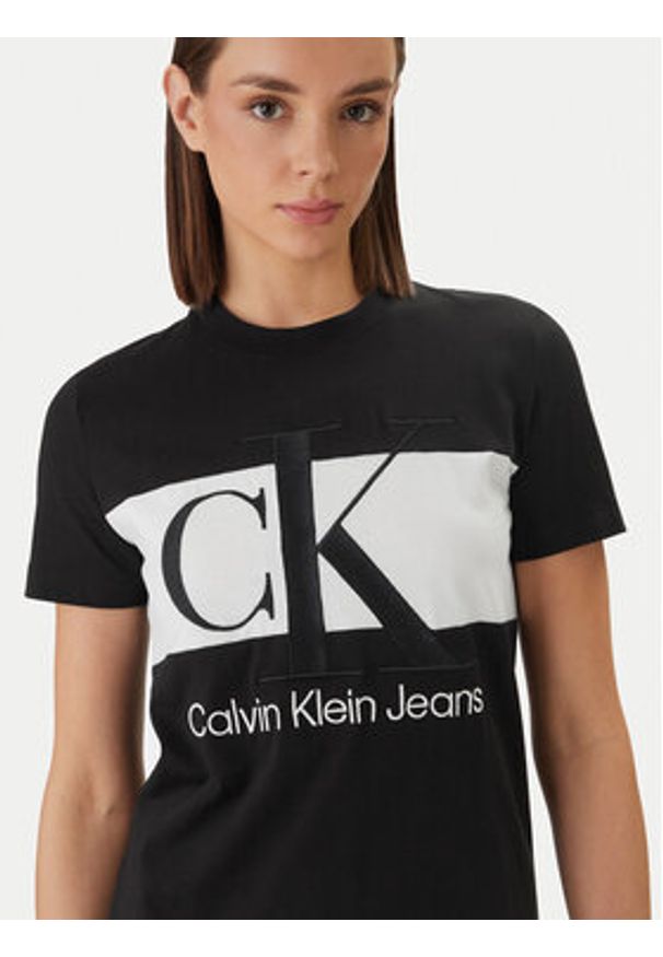 Calvin Klein Sukienka codzienna Blocking LV047F288G Czarny Regular Fit. Okazja: na co dzień. Kolor: czarny. Materiał: bawełna. Typ sukienki: proste. Styl: casual