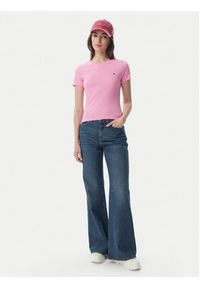 Tommy Jeans T-Shirt DW0DW20459 Różowy jasny Slim Fit. Kolor: różowy. Materiał: bawełna #3