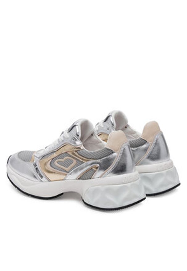 Love Moschino - LOVE MOSCHINO Sneakersy JA15296G1MIQG90A Srebrny. Kolor: srebrny. Materiał: skóra