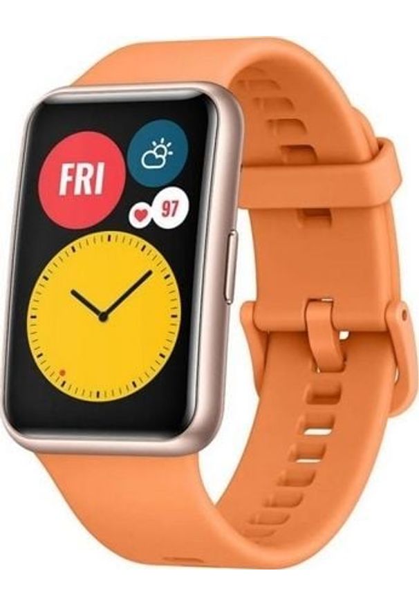 HUAWEI - Smartwatch Huawei Fit Stia-B09 Pomarańczowy (55025878). Rodzaj zegarka: smartwatch. Kolor: pomarańczowy