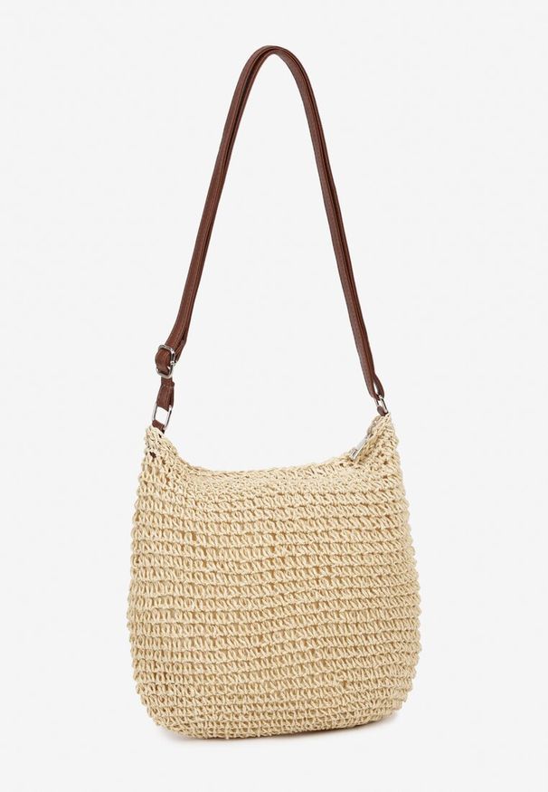 Renee - Beżowa Torebka Boho z Plecionki z Regulowanym Paskiem Magnolla. Kolor: beżowy. Sezon: lato, wiosna. Styl: boho. Rodzaj torebki: na ramię