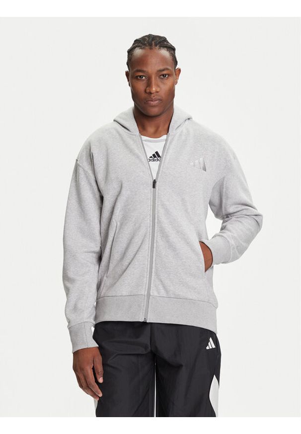 Adidas - adidas Bluza ALL SZN Fleece IY4159 Szary Loose Fit. Kolor: szary. Materiał: syntetyk, bawełna