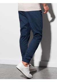 Ombre Clothing - Spodnie męskie joggery P885 - granatowe - XXL. Kolor: niebieski. Materiał: bawełna, elastan. Styl: klasyczny #6