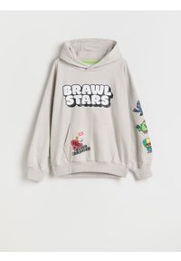 Reserved - Bluza oversize Brawl Stars - jasnoszary. Kolor: szary. Materiał: dzianina, bawełna